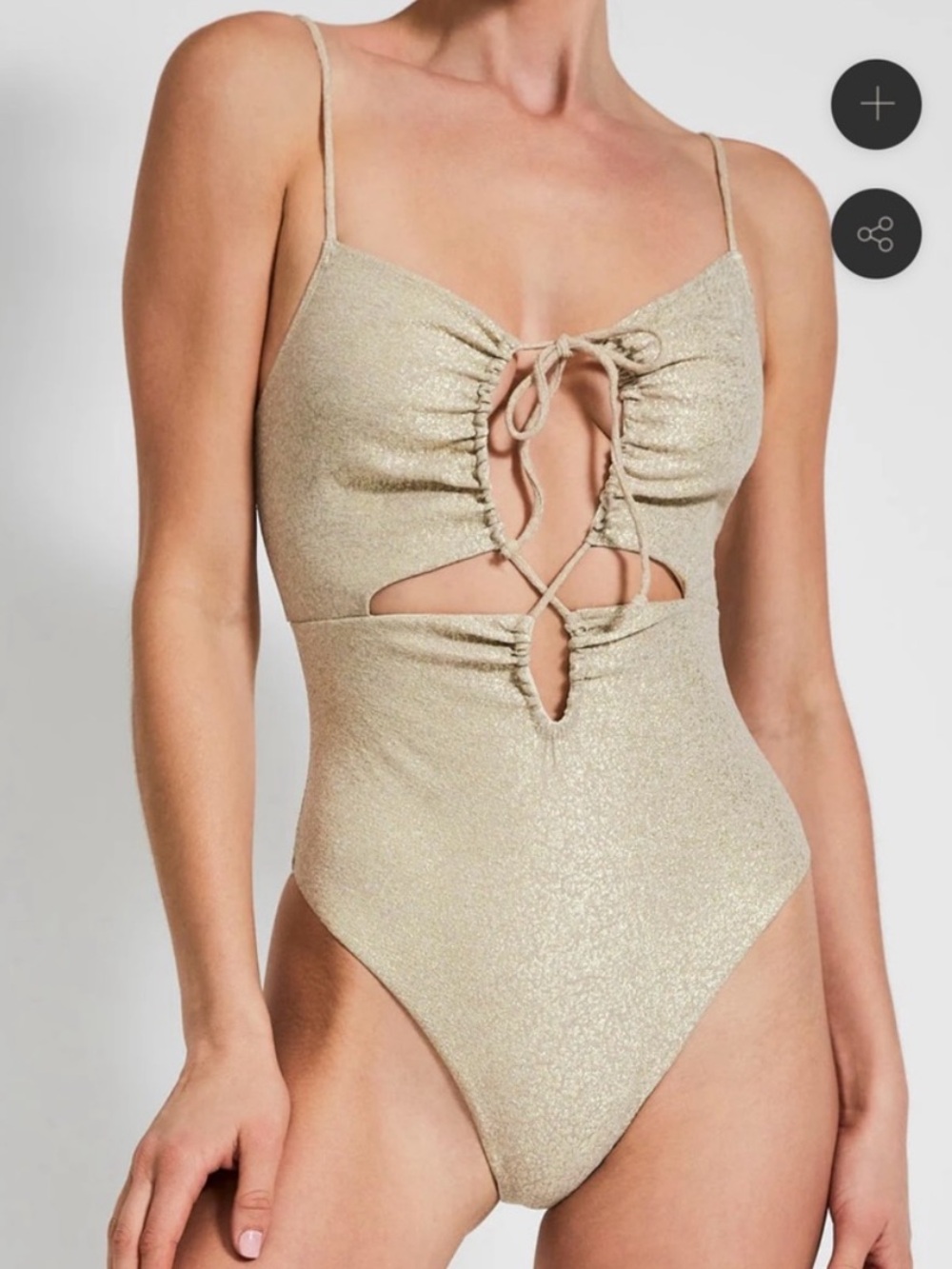 DEVON WINDSOR Metallic Beige One-Piece Swimsuit